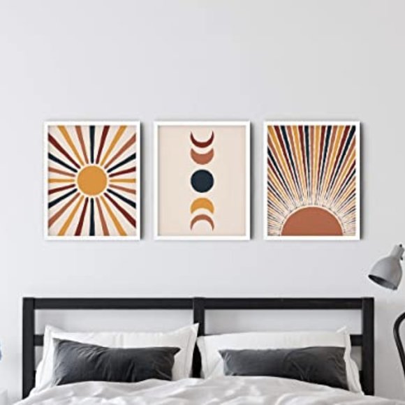 Set of 3 Mid Century Modern Wall Art Prints Boho - Picture 5 of 7